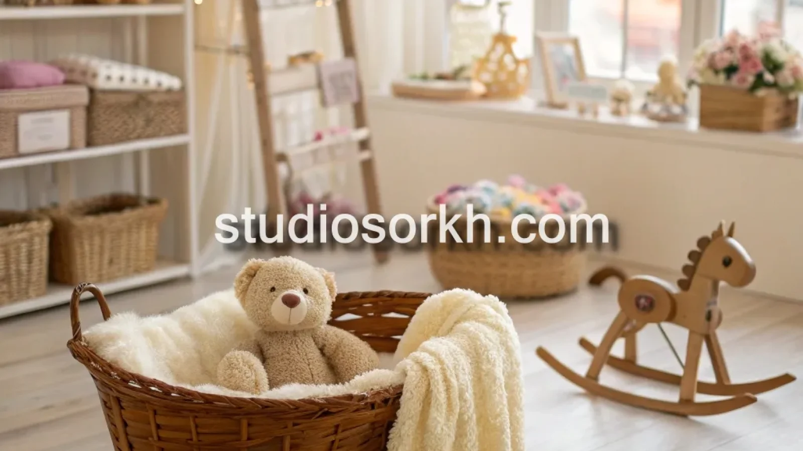 عکس استودیو سرخ آتلیه عکس نوزاد با طراحی دکور مناسب در مشهد بلوار سجاد
