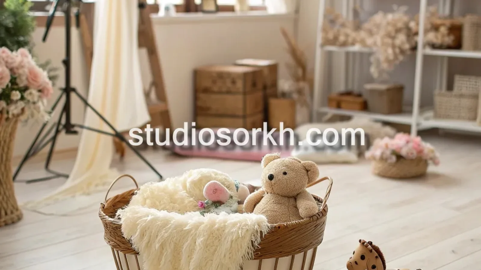 عکس استودیو سرخ آتلیه عکس نوزاد با طراحی دکور مناسب در مشهد کوهسنگی